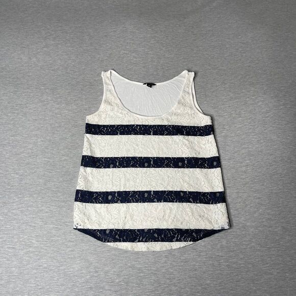 Ann Taylor Women’s Striped Lace Front Tank Top - Picture 8 of 12
